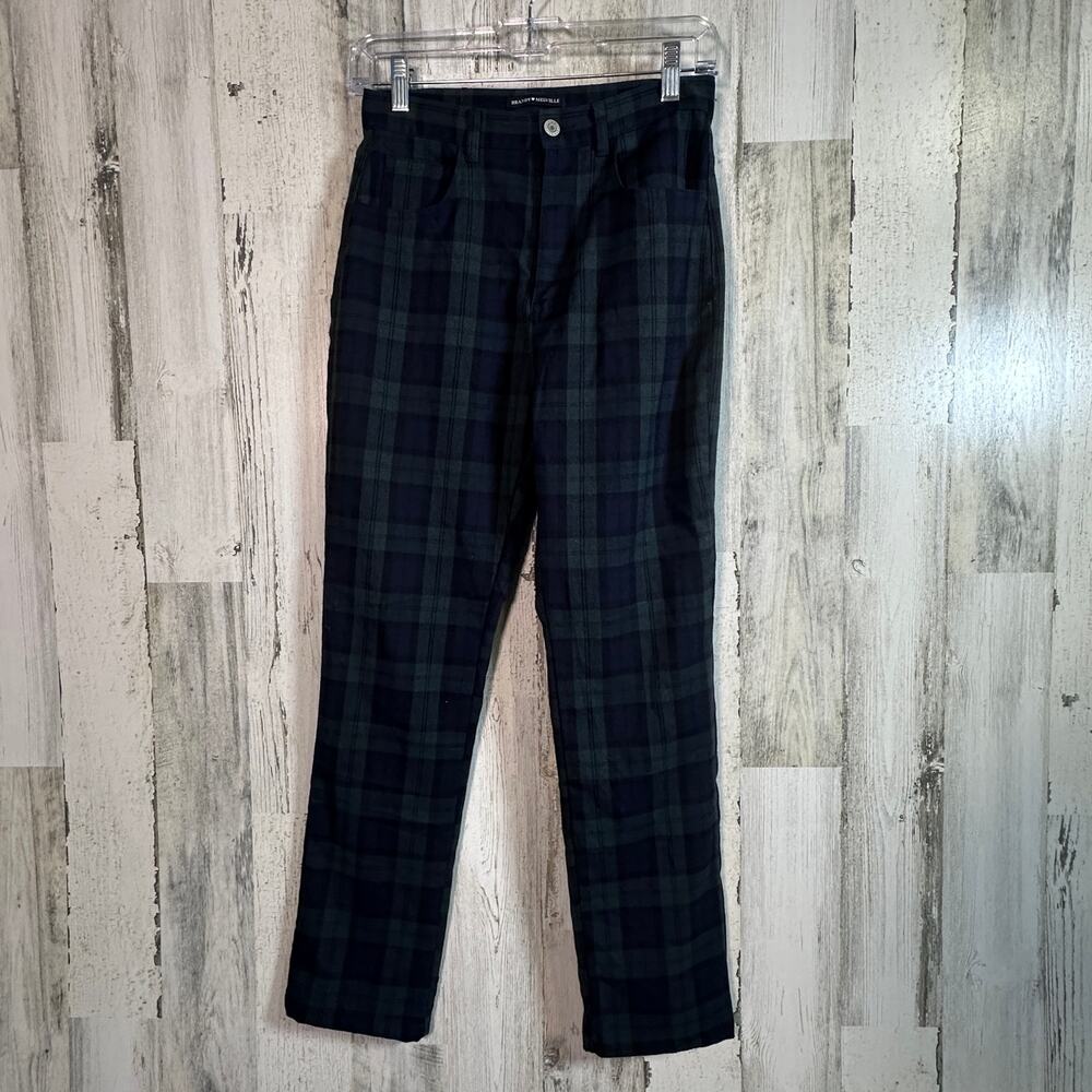 Brandy Melville Plaid Pants – One Size – Green Blue Black Checkered Y2K Grunge
